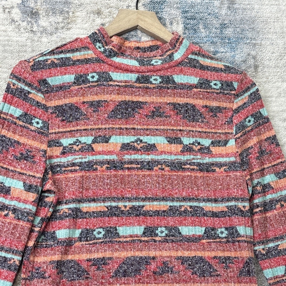 Wrangler Retro Top Womens Small Aztec Western Bell Sleeve Boho